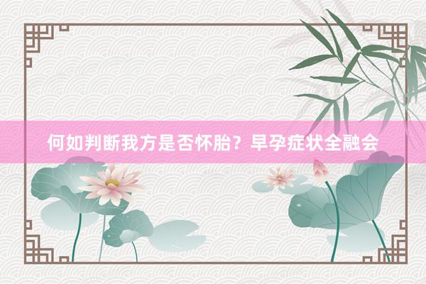 何如判断我方是否怀胎？早孕症状全融会